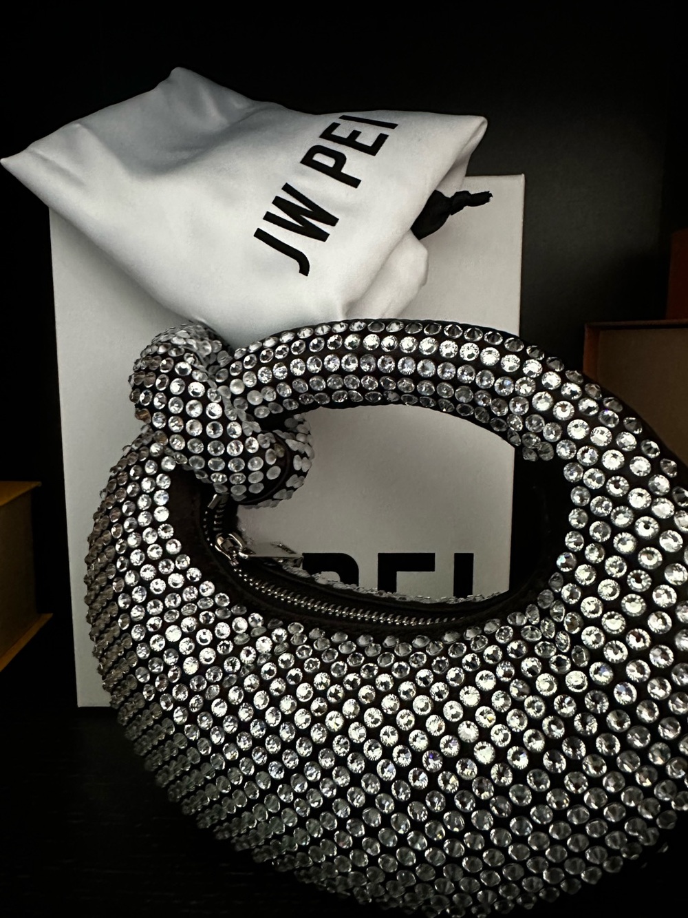 JW PEI Silver Crystal Knot mini bag